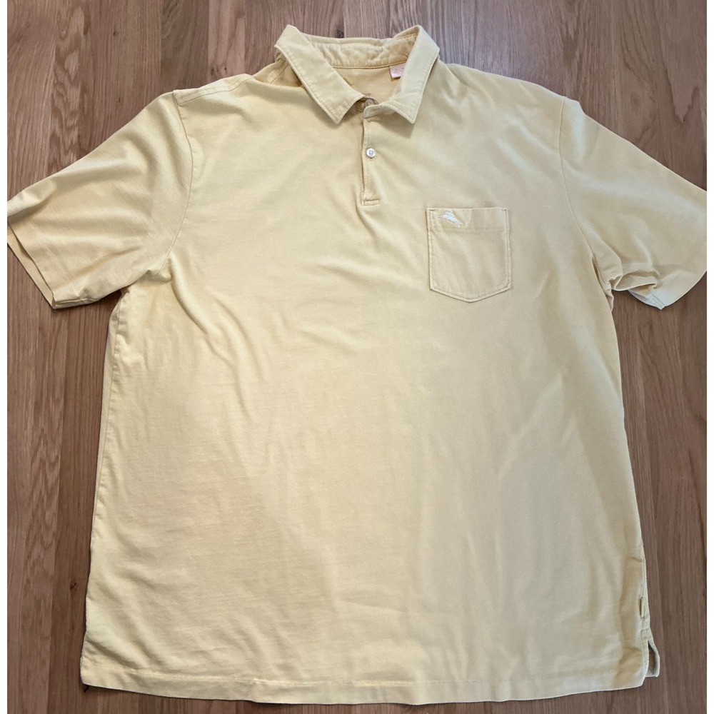 Tommy Bahama‎ Relax Pima Cotton Polo Shirt Mens XL Yellow Short Sleeve Peru